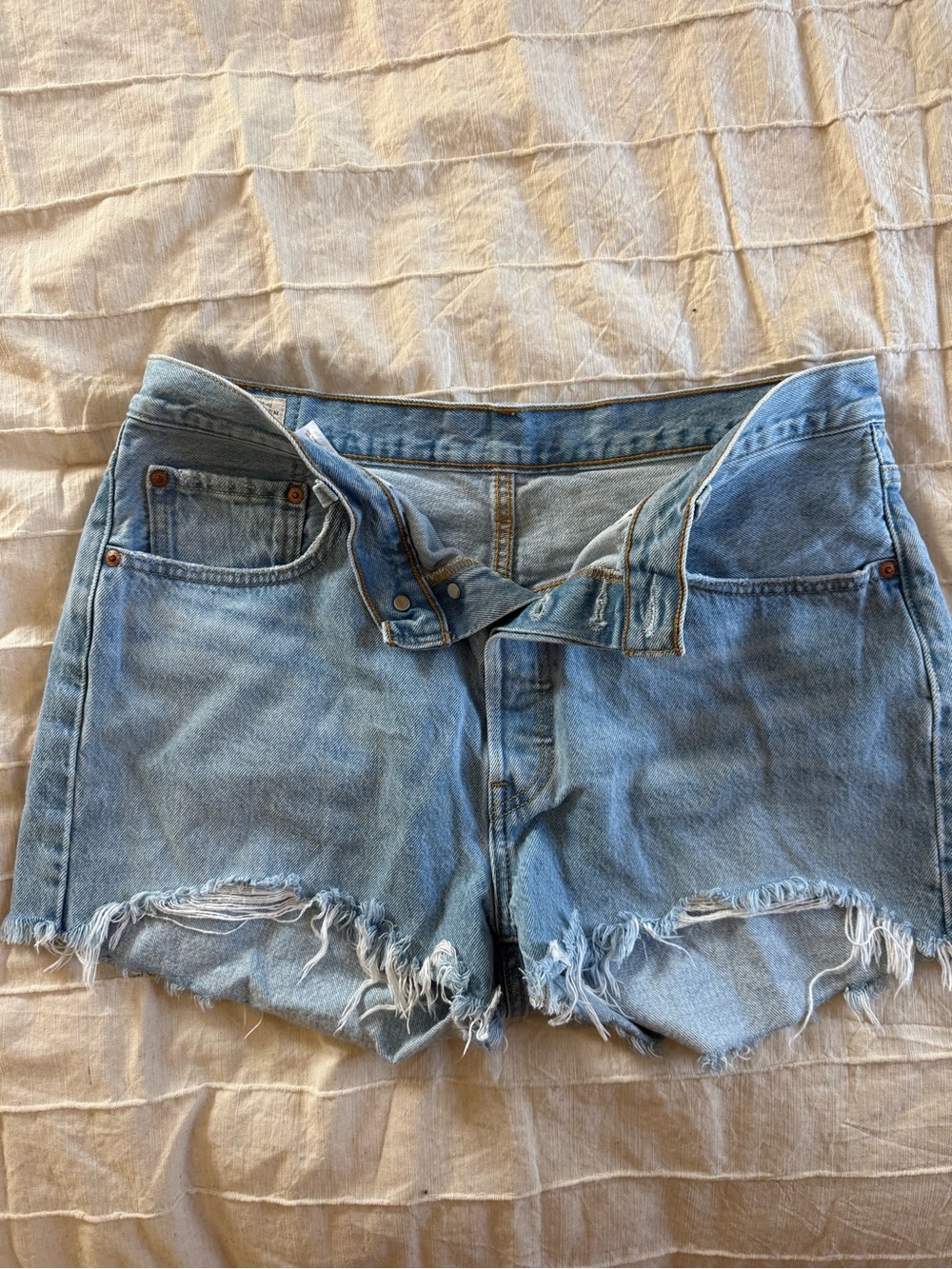 Levi's medium distressed 501 shorts